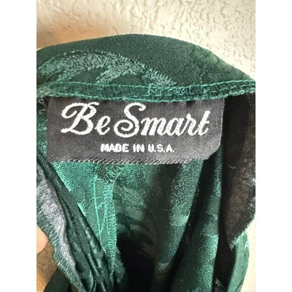 Vintage Be Smart Maxi Dress Size Medium Green Y2K Floral Textured Evening - Picture 4 of 10